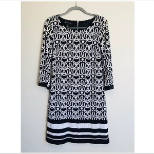 Inc Black and White 3/4 Sleeve Sheath Dress Size M